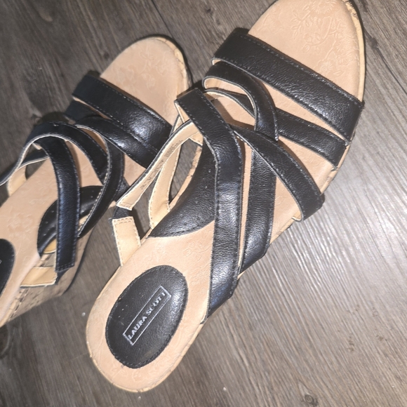 Black Wedge Sandals - Picture 2 of 4